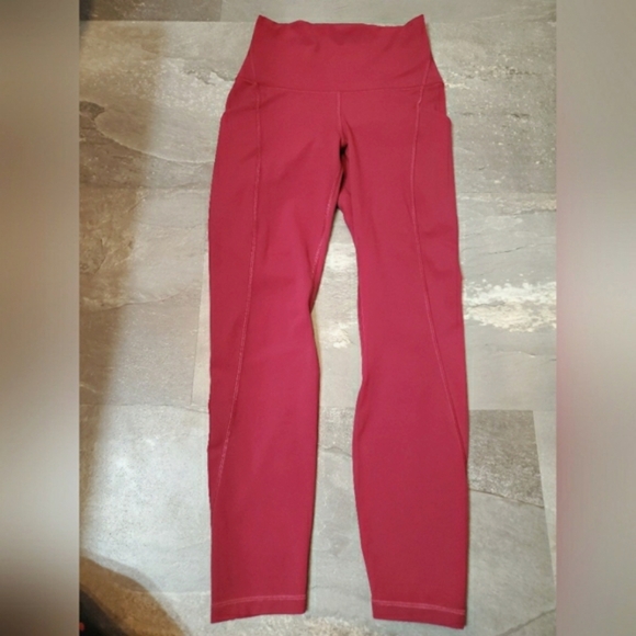 NWOT Lululemon Align High-Rise Pant. Crop. Pockets. Pink, "Pomegranate". Size 4. - Picture 3 of 13